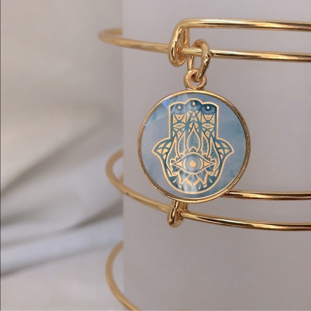 Alex and Ani Cross & Hamsa color epoxy bangles